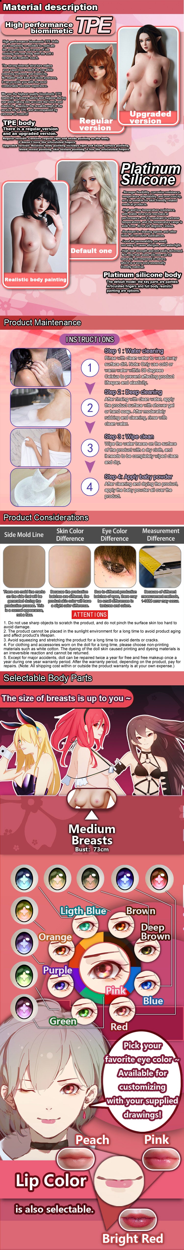 ElsaBabe 140cm Anime Doll Platinum Silicone Love Doll Adult Toy With Metal Skeleton, Akasaka Kaori