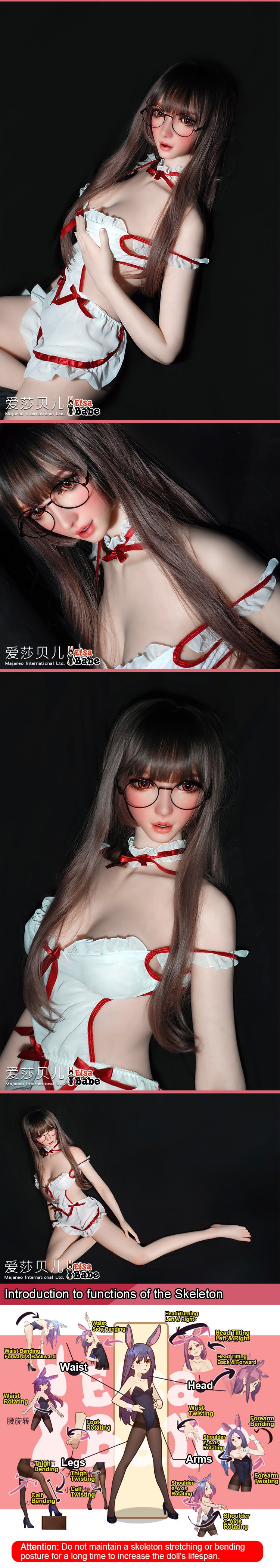 ElsaBabe 165cm Realistic ACG Doll Platinum Silicone Love Doll Adult Toy With Metal Skeleton, Nagashima Masako