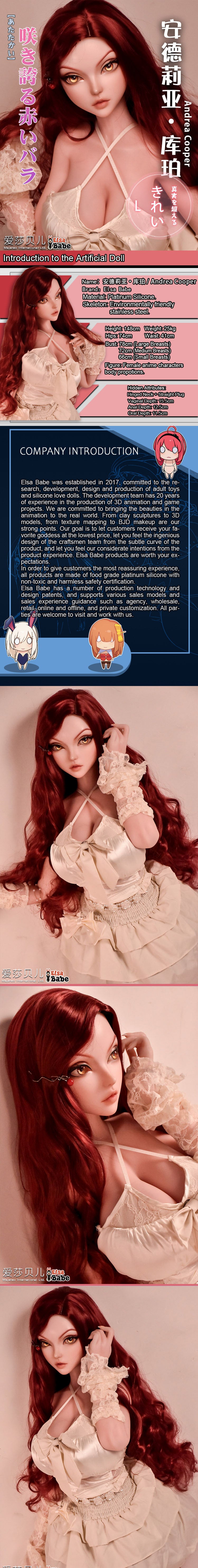 ElsaBabe 148cm Anime Doll Platinum Silicone Love Doll Adult Toy With Metal Skeleton, Andrea Cooper