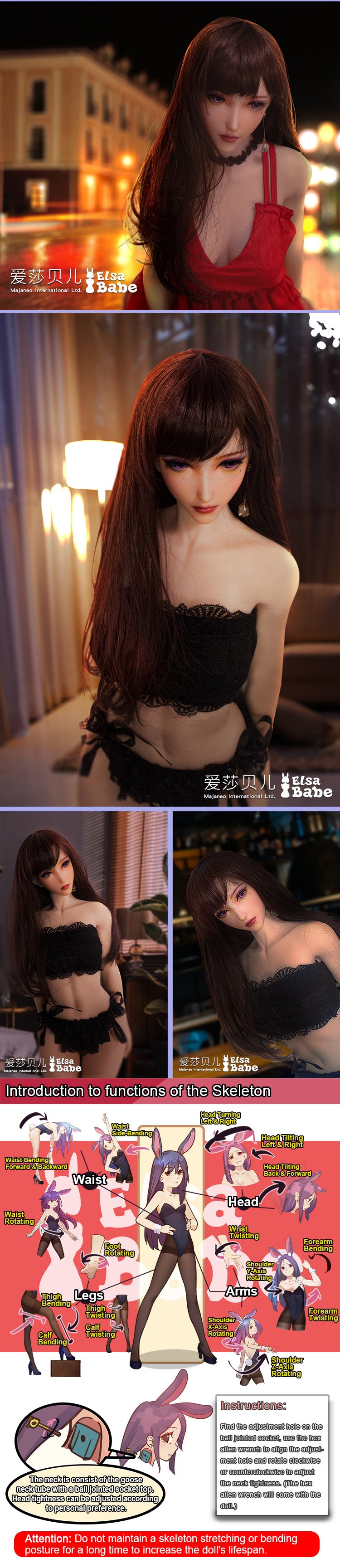 ElsaBabe 102cm ACG Doll Platinum Silicone Love Doll Adult Toy With Metal Skeleton, Uehara Chiho