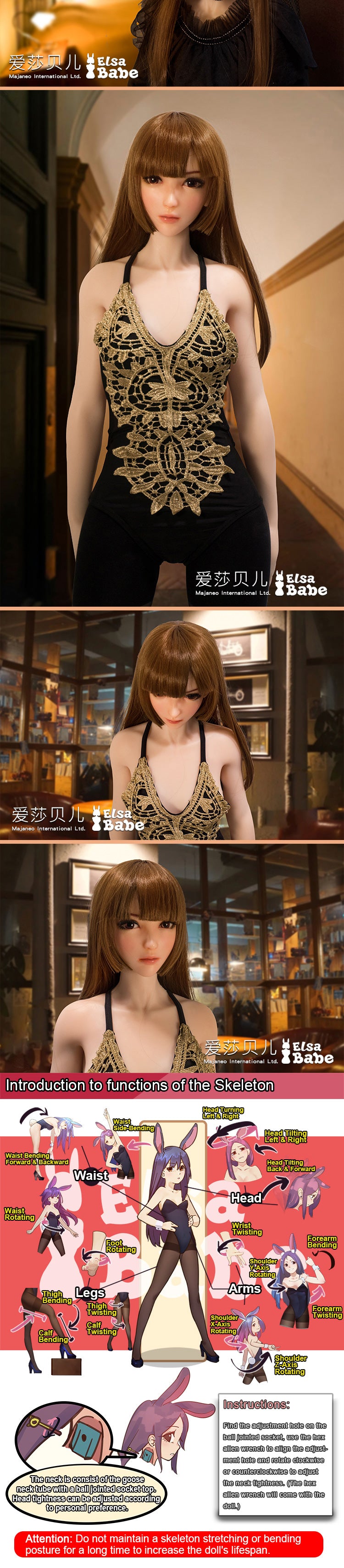 ElsaBabe 102cm ACG Doll Platinum Silicone Love Doll Adult Toy With Metal Skeleton, Igawa Haruko