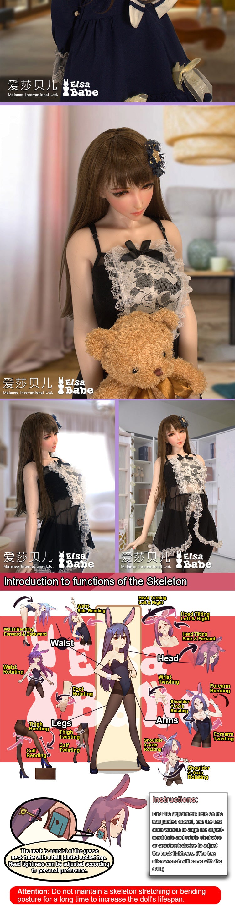 ElsaBabe 102cm ACG Doll Platinum Silicone Love Doll Adult Toy With Metal Skeleton, Mikami Rena