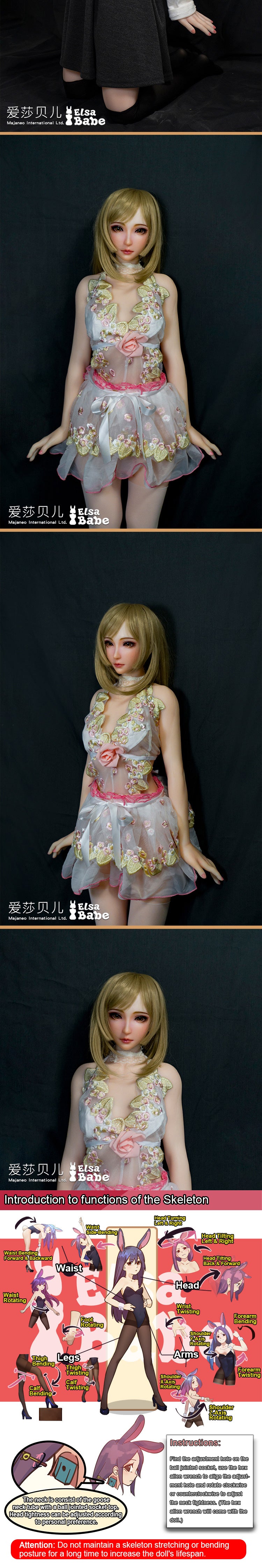 ElsaBabe 102cm ACG Doll Platinum Silicone Love Doll Adult Toy With Metal Skeleton, Sato Rino