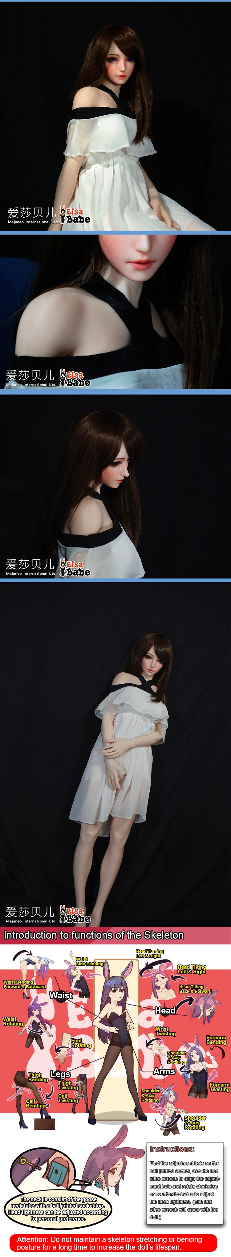 ElsaBabe 102cm ACG Doll Platinum Silicone Love Doll Adult Toy With Metal Skeleton, Kyoda Ayaka