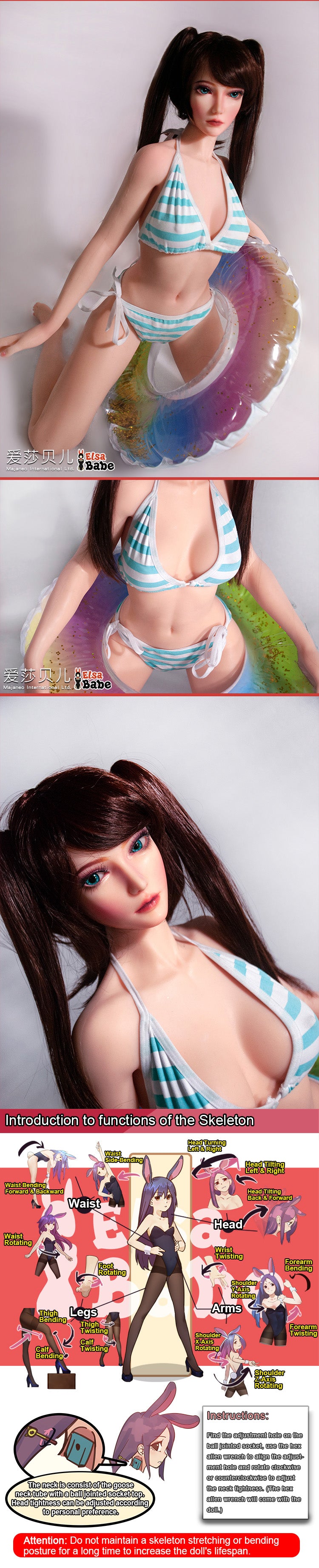 ElsaBabe 102cm ACG Doll Platinum Silicone Love Doll Adult Toy With Metal Skeleton, Ono Aiko