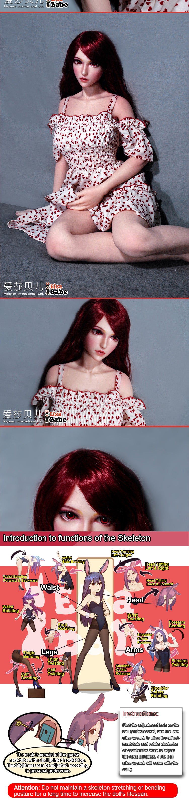 ElsaBabe 102cm ACG Doll Platinum Silicone Love Doll Adult Toy With Metal Skeleton, Tsukino Yuka