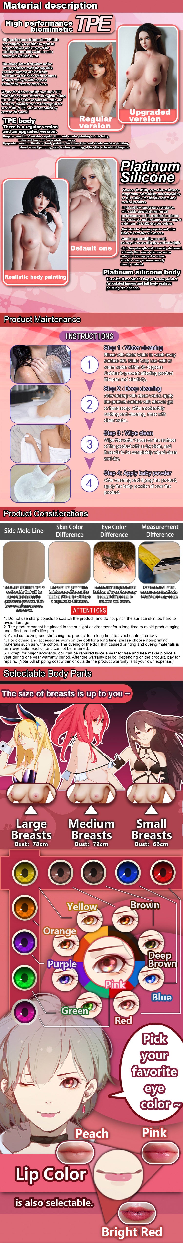 ElsaBabe 148cm Anime Doll Platinum Silicone Love Doll Adult Toy With Metal Skeleton, Kira Yumiko