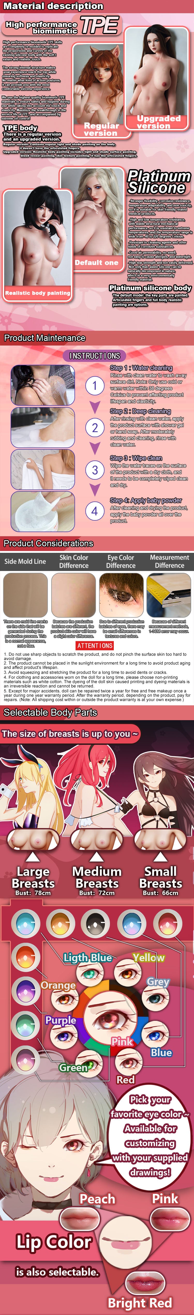 ElsaBabe 148cm Anime Doll Platinum Silicone Love Doll Adult Toy With Metal Skeleton, Hanasaka Yuka