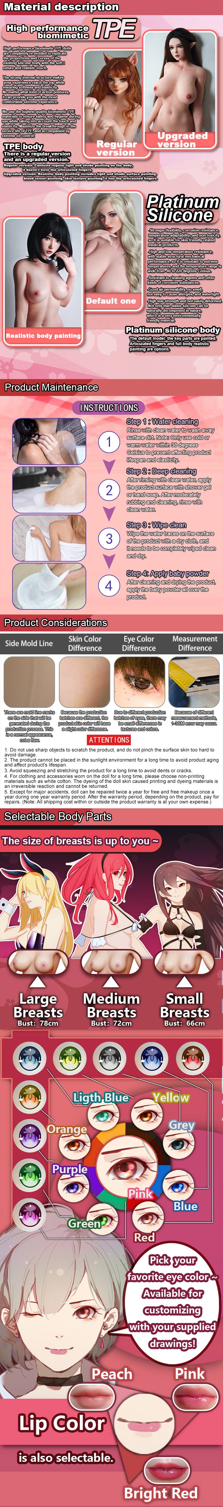 ElsaBabe 148cm Anime Doll Platinum Silicone Love Doll Adult Toy With Metal Skeleton, Shimizu Minto