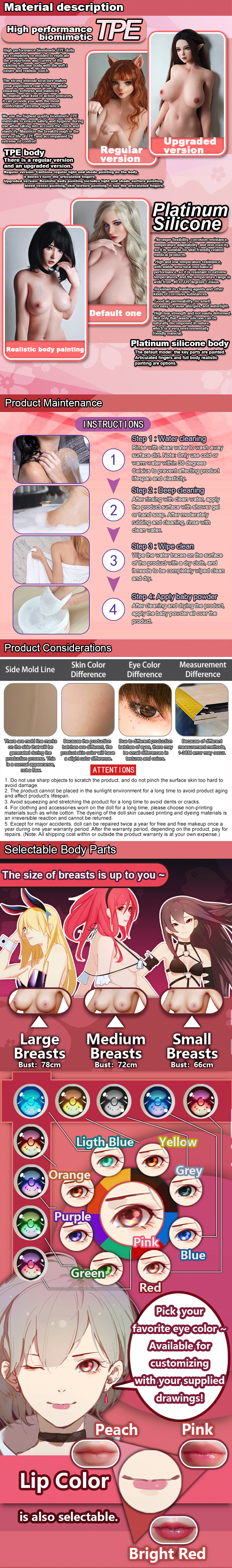 ElsaBabe 148cm Anime Doll Platinum Silicone Love Doll Adult Toy With Metal Skeleton, Mizutani Yuzu