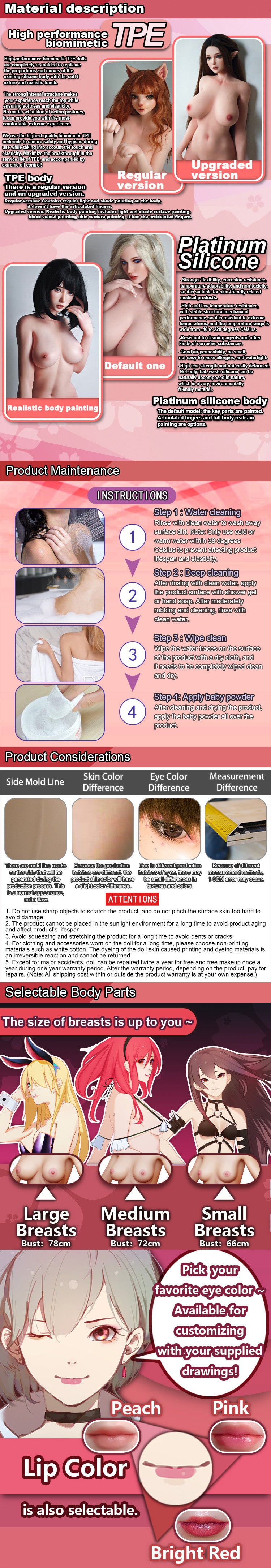 ElsaBabe 148cm Anime Doll Platinum Silicone Love Doll Adult Toy With Metal Skeleton, Yukimura Kana