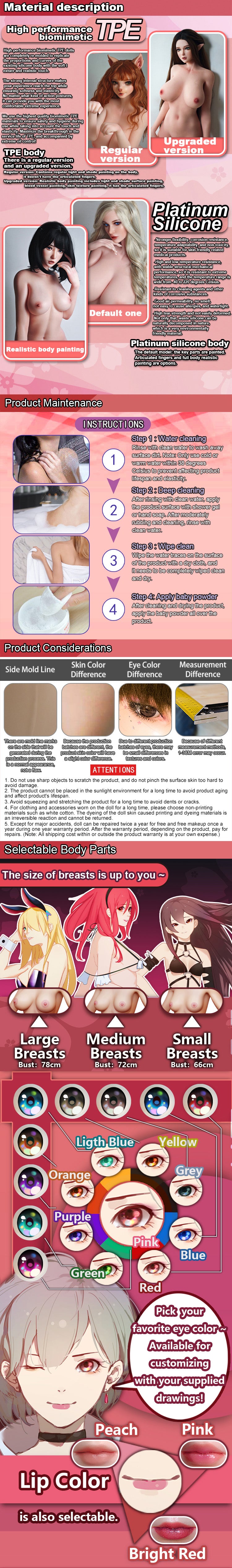 ElsaBabe 148cm Anime Doll Platinum Silicone Love Doll Adult Toy With Metal Skeleton, Nekoha Aya