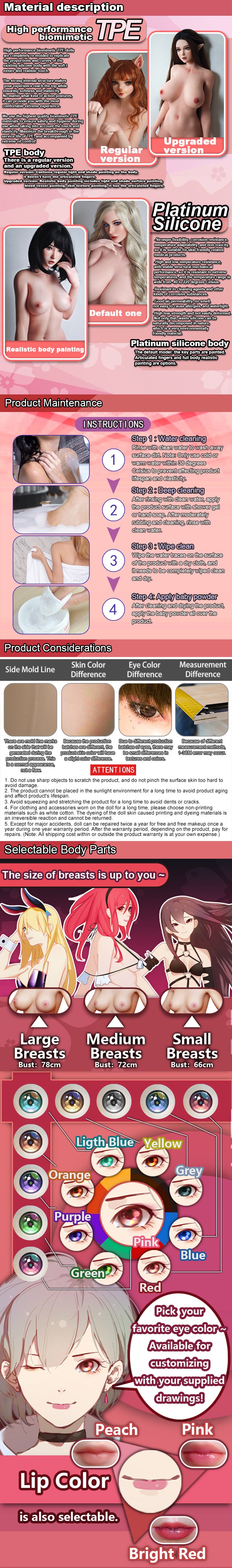 ElsaBabe 148cm Anime Doll Platinum Silicone Love Doll Adult Toy With Metal Skeleton, Nakae Touko