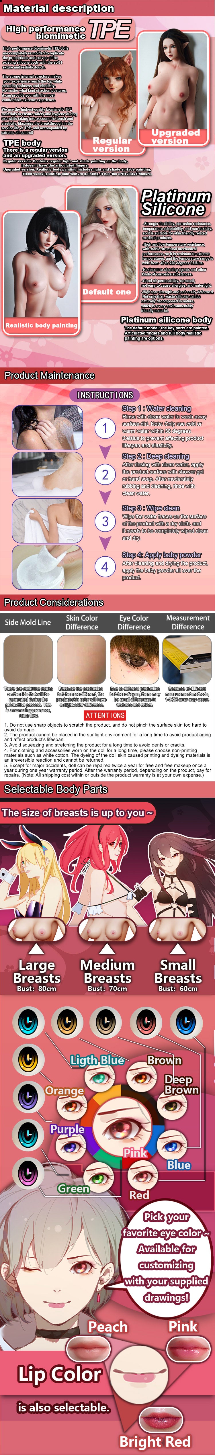 ElsaBabe 148cm Anime Doll Platinum Silicone Love Doll Adult Toy With Metal Skeleton, Mizuki Yoshino