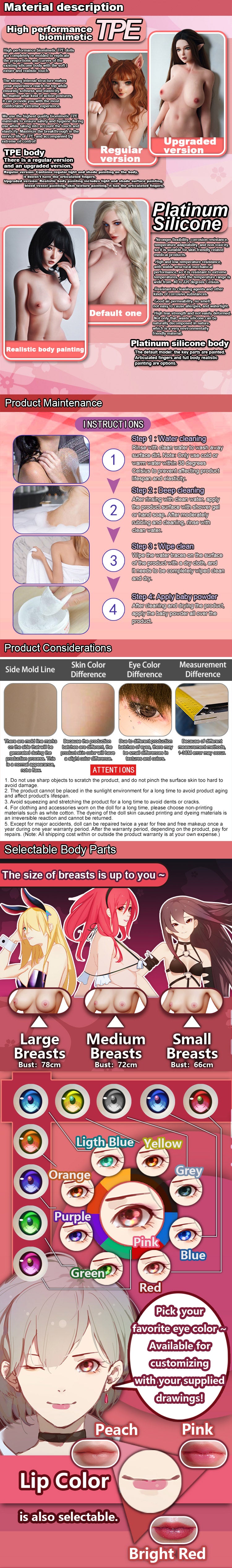 ElsaBabe 148cm Anime Doll Platinum Silicone Love Doll Adult Toy With Metal Skeleton, Kato Fumika