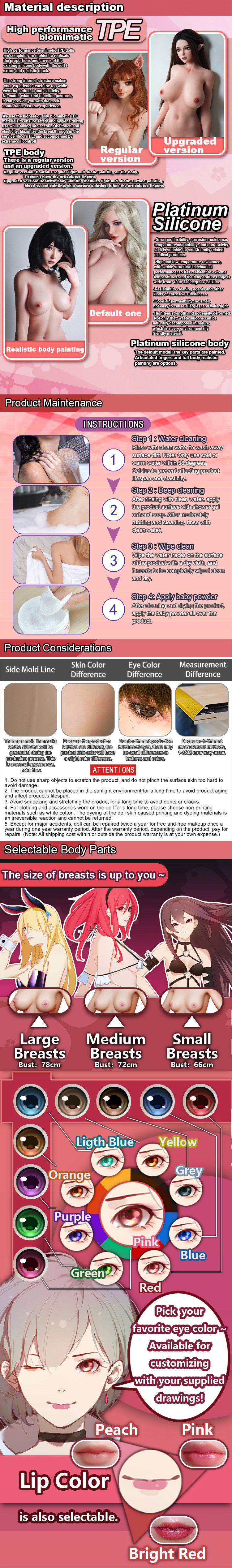 ElsaBabe 148cm Anime Doll Platinum Silicone Love Doll Adult Toy With Metal Skeleton, Mochizuki Rize