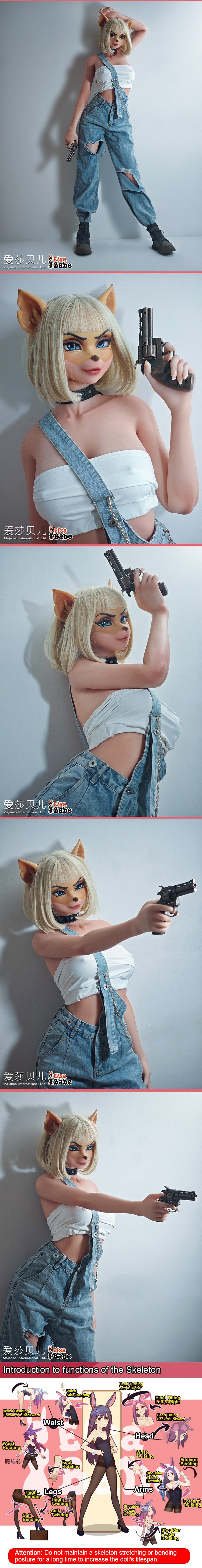 ElsaBabe 165cm Animorphic Doll Platinum Silicone Love Doll Adult Toy With Metal Skeleton, Zana Fox