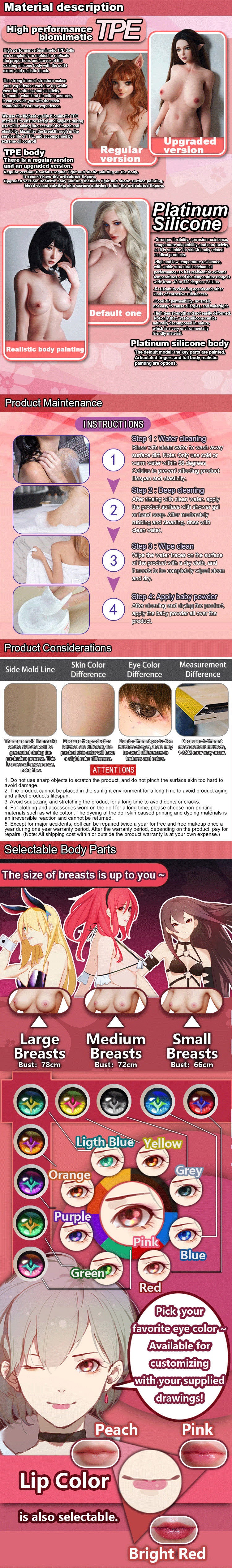 ElsaBabe 148cm Anime Doll Platinum Silicone Love Doll Adult Toy With Metal Skeleton, Natsuike Sora