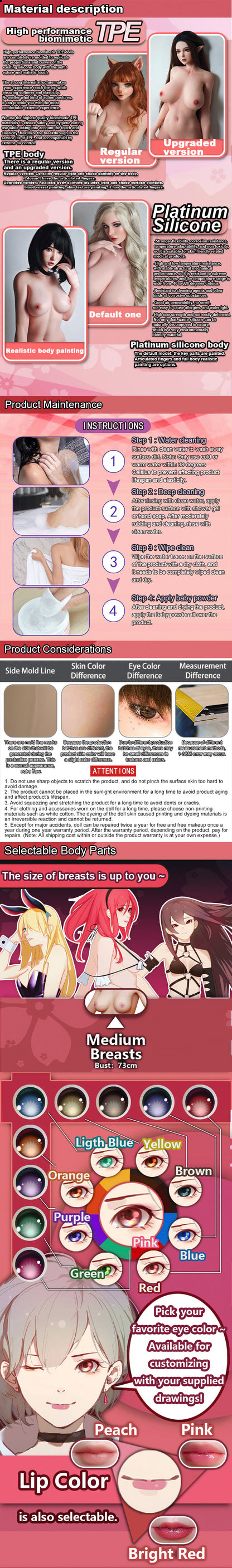 ElsaBabe 140cm Anime Doll Platinum Silicone Love Doll Adult Toy With Metal Skeleton, Suwabe Haruka