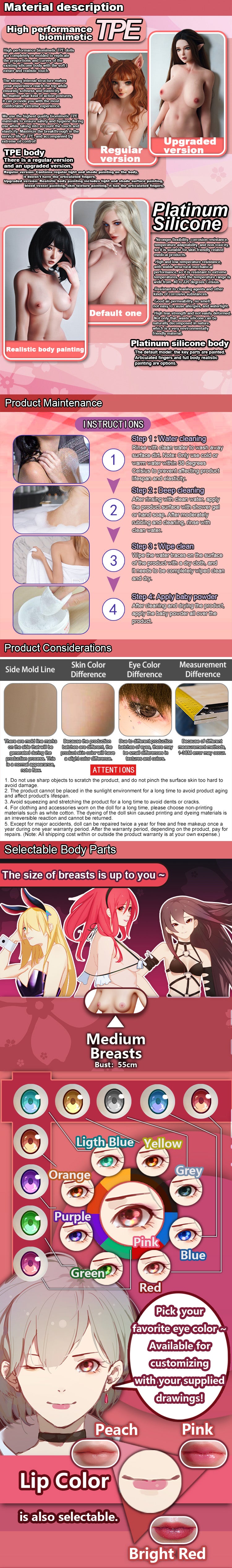 ElsaBabe 140cm Anime Doll Platinum Silicone Love Doll Adult Toy With Metal Skeleton, Momoi Mitsuyo