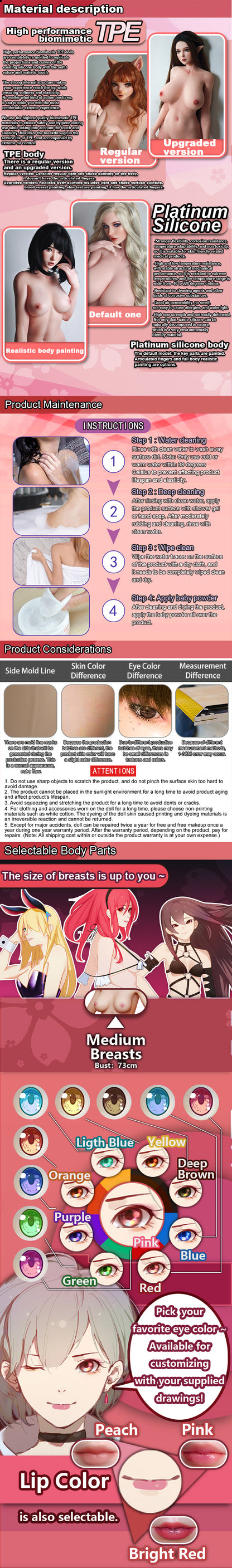 ElsaBabe 140cm Anime Doll Platinum Silicone Love Doll Adult Toy With Metal Skeleton, Momoi Nozomi