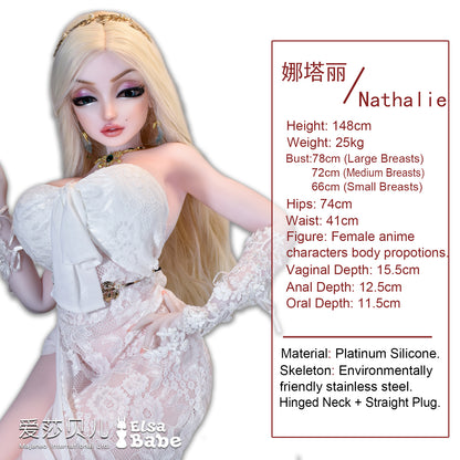 ElsaBabe 148 cm Anime-Puppe Platin-Silikon-Sexpuppe Erotisches Spielzeug mit Metallskelett, Kurai Chiaki