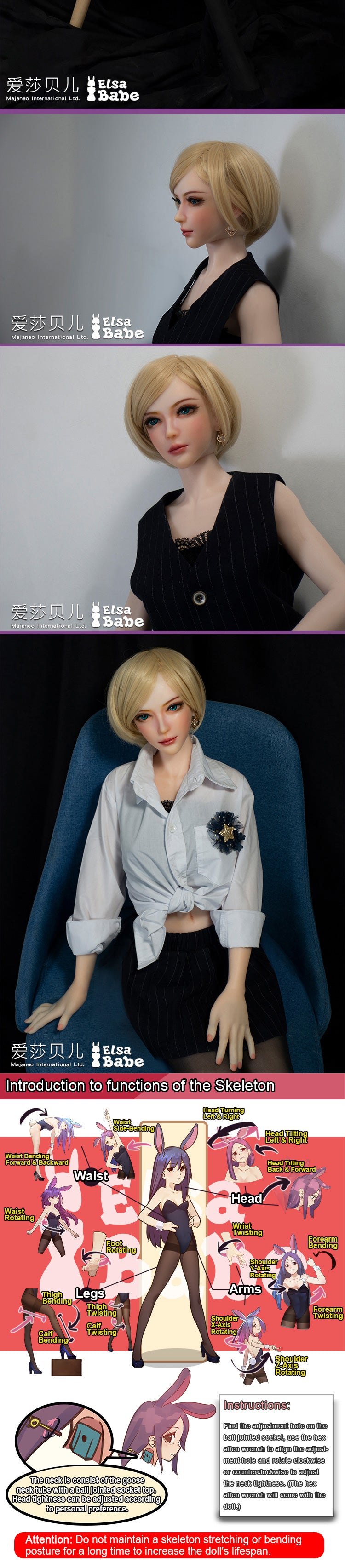 ElsaBabe 102cm ACG Doll Platinum Silicone Love Doll Adult Toy With Metal Skeleton, Tanaka Miyuki