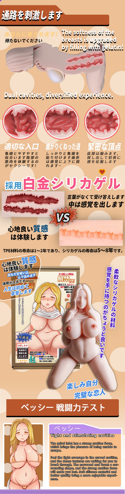 ElsaBabe Large Figurine Male Masturbators Silicone Pussy&Ass Love Toys Tanaka Mai