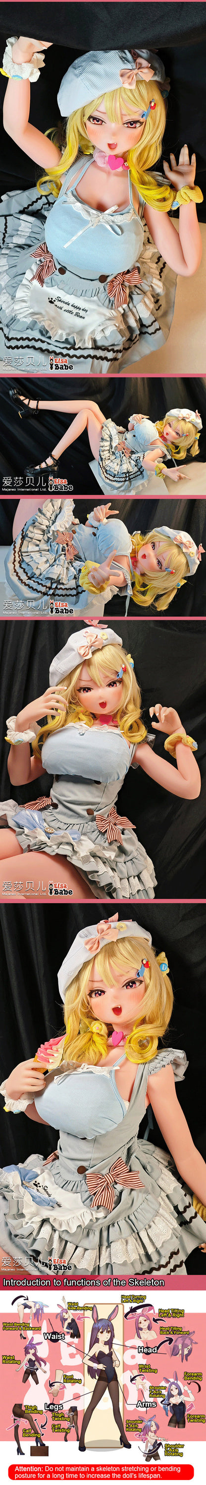 ElsaBabe 148cm Anime Doll Platinum Silicone Love Doll Adult Toy With Metal Skeleton, Ogawa Rika