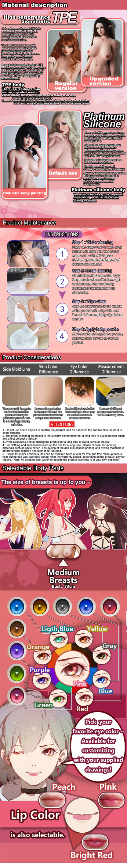 ElsaBabe 140 cm Anime-Puppe Platin-Silikon-Sexpuppe Erotisches Spielzeug mit Metallskelett, Furukawa Natsuki